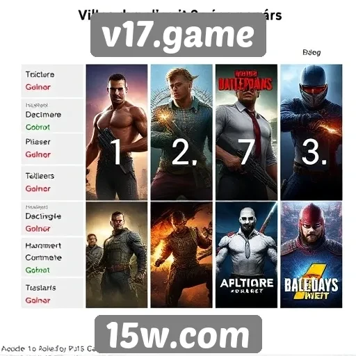 Comparativo de jogos populares em v17.game